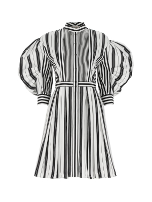 Alexander Mcqueen Striped Oversized Sleeves Dress