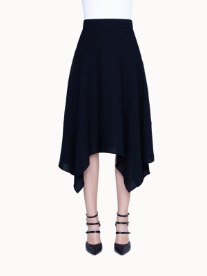 Skirt In Cool Wool With A-line Asymmetrical Hem