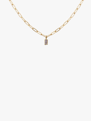 Square Link Diamond Baguette Necklace