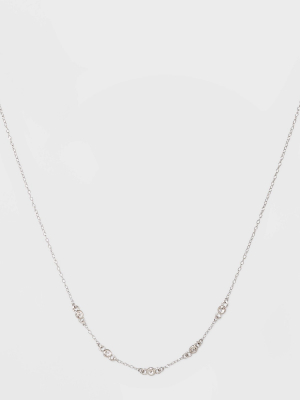 Sterling Silver With Cubic Zirconia Station Necklace - A New Day™ Silver