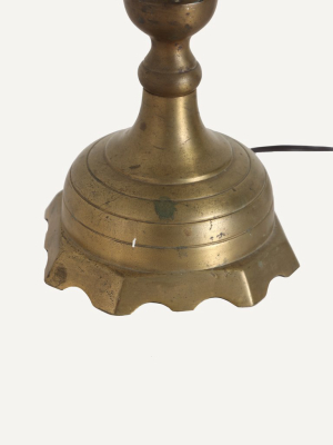 Vintage Brass Lamp With Black Paper Shade