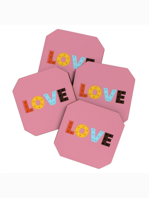 4pk Showmemars Happy Love Coasters - Society 6