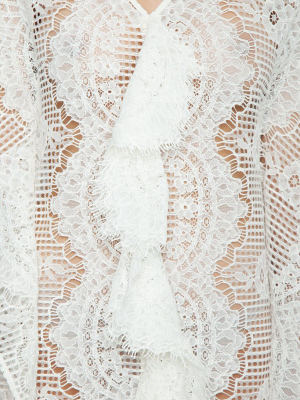 Sardinia Kaftan Lace Midi Dress - Ivory White