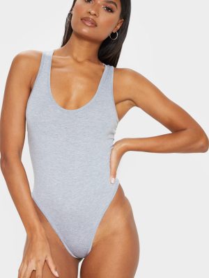 Basic Grey Racer Back Bodysuit