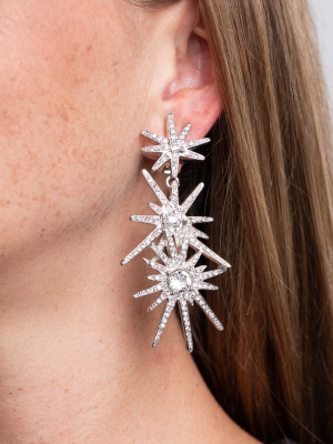 Three Starburst Clip Earrings