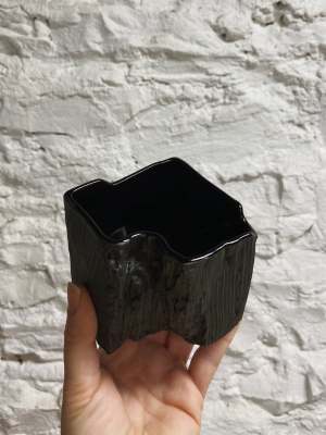 "petrified Wood" Porcelain Container - Black