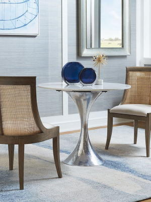 Stockholm Center Round Table Nickel With White Marble Top