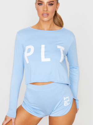 Prettylittlething Baby Blue Short Pj Set