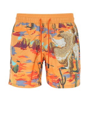 Etro Desert Print Drawstring Swim Shorts