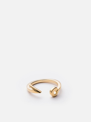 Thin Fish Hook Ring, 10k Solid Gold