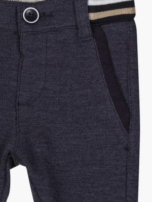 Navy Interlock Trousers With Pockets