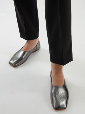 Metallic Leather Ballerina Shoes