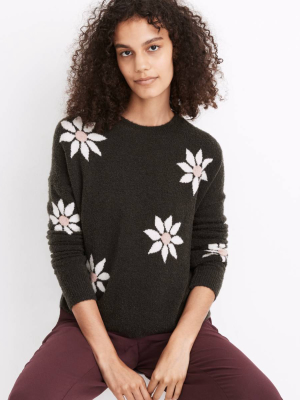 Floral Intarsia Pullover Sweater