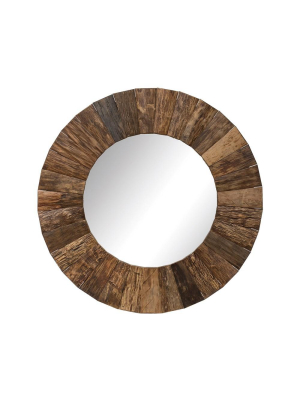 Round Wood Mirror