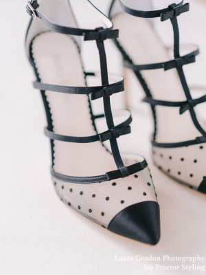Black T Strap Heels With Polka Dots