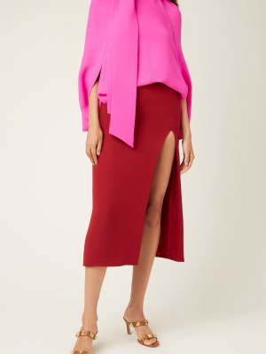 Slit-hem Cady Midi Skirt