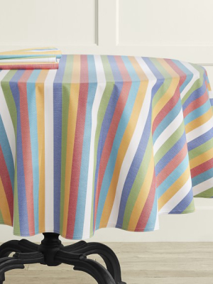 Summer Stripe Oilcloth Outdoor Tablecloth