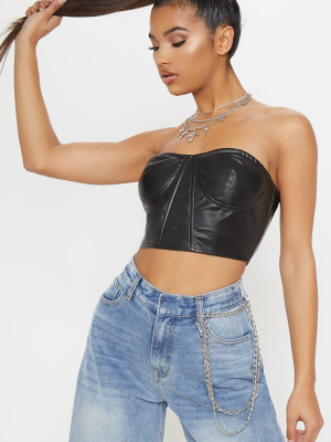 Black Pu Bandeau Bralet