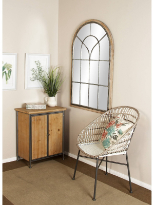 33" X 51" Wood Oversized Arched Window Wall Mirror Brown - Olivia & May