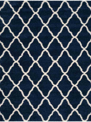 Hudson Shag Quatrefoil Navy/ivory Area Rug