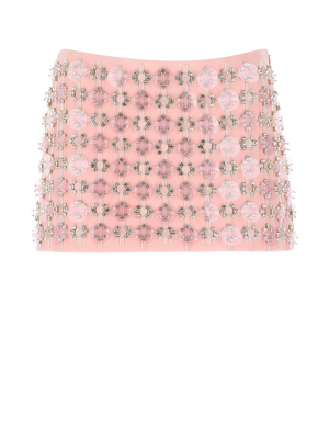 Miu Miu Bead Embellished Mini Skirt