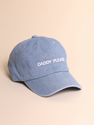 Daddy Please Dad Cap Denim/white