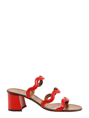 L'autre Chose Wavy Strap Block Heel Sandals