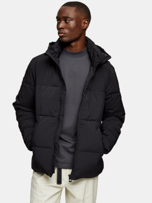 Considered Black Hooded Puffer Jacket