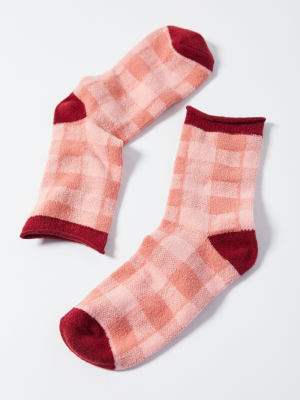 Plaid Colorblock Crew Sock