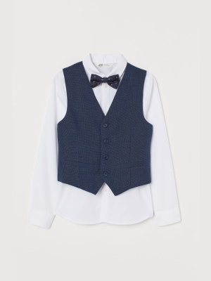 Shirt With Vest And Bow Tie