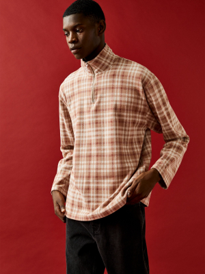 Pink Check 1/4 Zip Sweatshirt