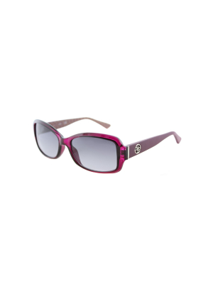 Guess Gu 7410 69b Womens Oval Sunglasses Shiny Bordeaux 55mm