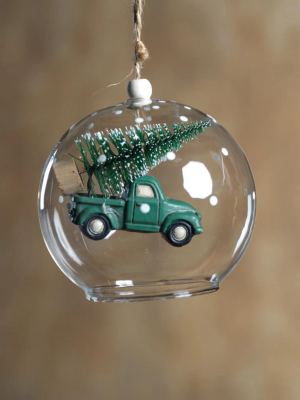 Tree On Car Ornament - Green - Set Of 6