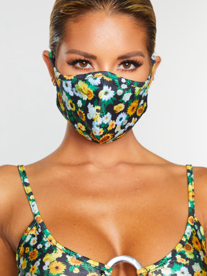 Yellow Ditsy Floral Fashion Face Mask