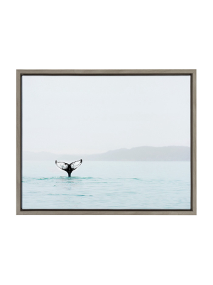 18" X 24" Sylvie Whale Tail In The Mist Framed Canvas By Amy Peterson Gray - Kate And Laurel