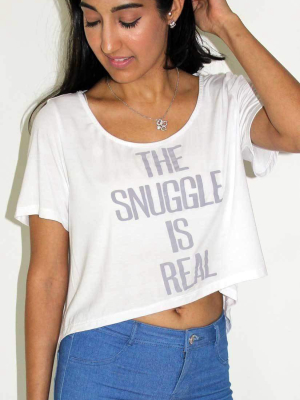 Ete Apparel The Snuggle Is Real Crop Top T Shirt In White 1-13-wht-tsir-17-p