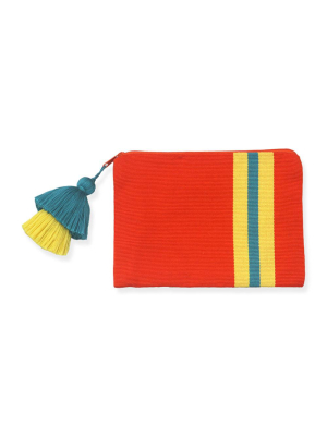 Pais Textil Orange Striped Pima Cotton Pouch