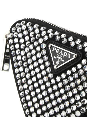 Prada Crystal Embellished Triangle Crossbody Bag