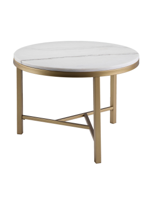 Aiden Lane Galatea Marble Accent Table Champagne With Ivory Marble