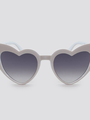 Women's Heart Shaped Plastic Silhouette Sunglasses - Wild Fable™ White