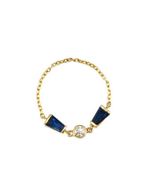 Sapphire & Diamond Bow Tie Chain Ring