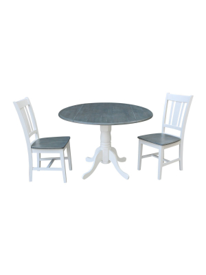 42" Sean Dual Drop Leaf Table With 2 San Remo Chairs White - International Concepts