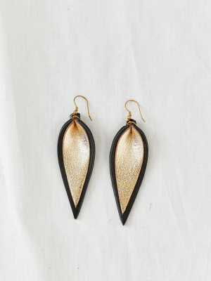 Zia Double Leather Leaf Earrings