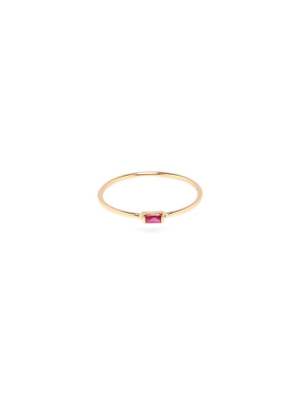 14k Horizontal Ruby Baguette Ring