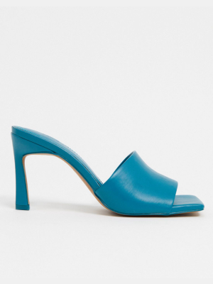 Asos Design Hattie Mid-heeled Mule Sandals In Blue