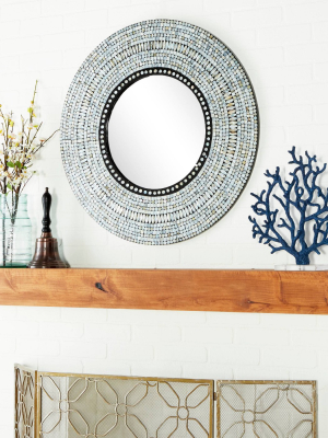 32"x 32" Large Round Coastal Shell Wall Mirror - Olivia & May