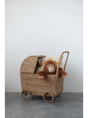 Hand-woven Doll Bassinet Stroller