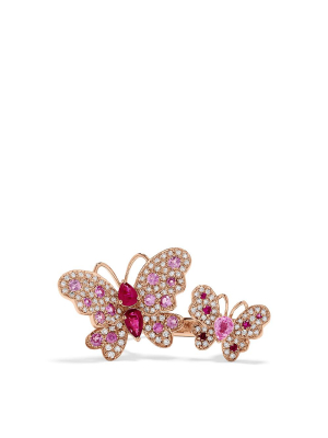 Effy Nature 14k Rose Gold Ruby, Sapphire & Diamond Butterfly Ring, 1.81 Tcw