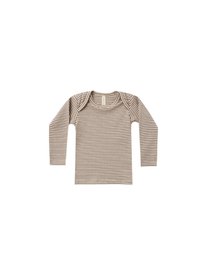 Quincy Mae Longsleeve Lap Tee - Charcoal Stripe