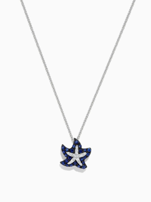 Effy Seaside 14k White Gold Sapphire & Diamond Starfish Pendant, 0.41 Tcw